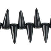 Preciosa Glass Spike Beads – Jet Black, 7×17mm (25 pcs)